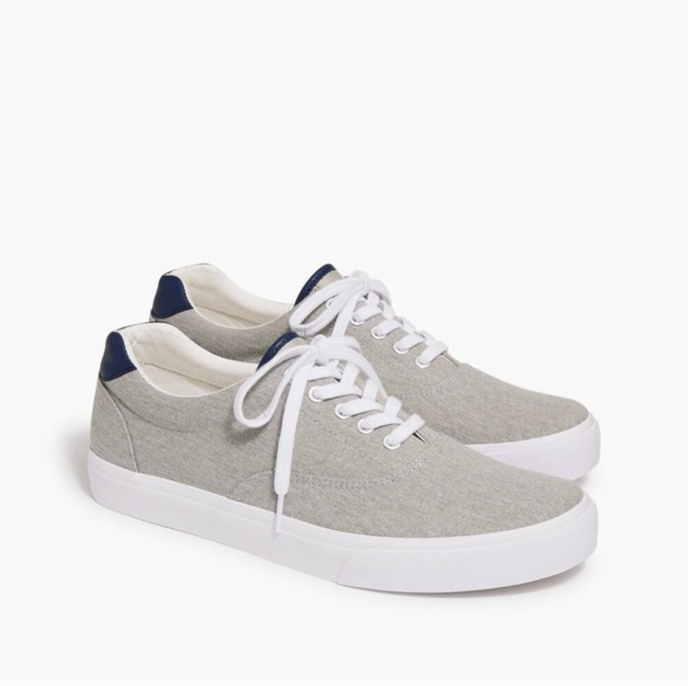 J Crew Mens Casual Comfort Sneakers 12 NWT Low Grey Canvas Lace Up BS135 J.Crew